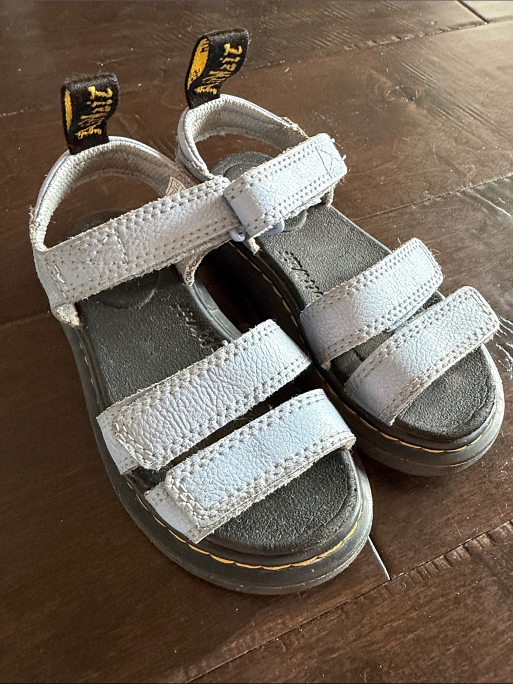 Dr. Martens Light Blue Kalie’s J  Kids Sandals with Black Sole Velcro. Size 11